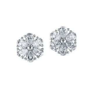 18K White Gold Pear-Shaped Diamond Flower Stud Earrings, 2.4ct G-H, SI1-SI2 thumbnail