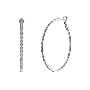 18K White Gold Diamond Hoop Earrings - FH018B8