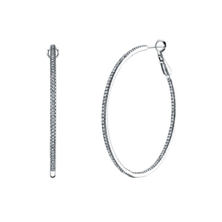 18K White Gold Diamond Hoop Earrings - FH018B8 thumbnail