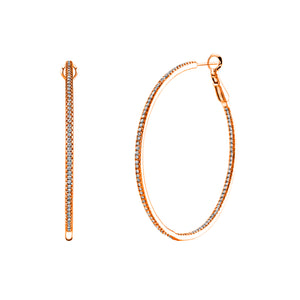 18K Rose Gold Diamond Hoop Earrings - FH020B8R