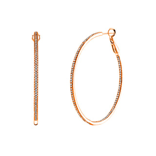 18K Rose Gold Diamond Hoop Earrings - FH020B8R thumbnail