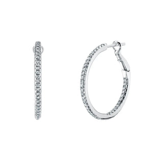18K White Gold 3/4" Pave Diamond Hoops, 0.75ct G-H, SI1-SI2 thumbnail