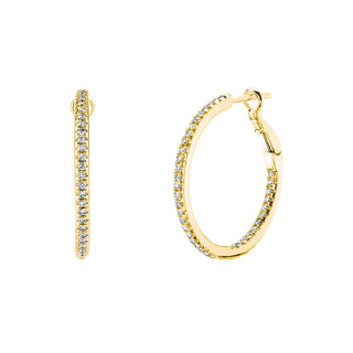 18K Yellow Gold 1" Pave Diamond Hoops, 1.1ct G-H, SI1-SI2 thumbnail