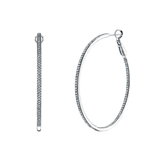 14K White Gold 1 1/2" Pave Diamond Hoops, 1.9ct G-H, SI1-SI2 thumbnail