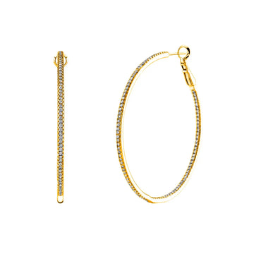18K Yellow Gold 2" Pave Diamond Hoops, 2.65ct G-H, SI1-SI2