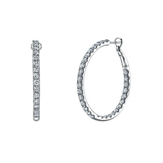 18K White Gold 1 1/2" Pave Diamond Hoops, 5.1ct G-H, SI1-SI2 thumbnail