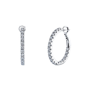 18K White Gold Diamond Hoop Earrings - FH042B8