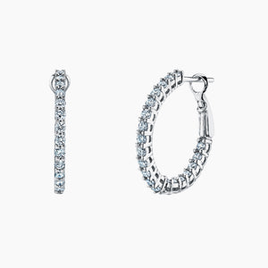 18K White Gold Diamond Hoop Earrings - FH062B8