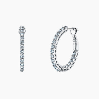 18K White Gold Diamond Hoop Earrings - FH062B8 thumbnail