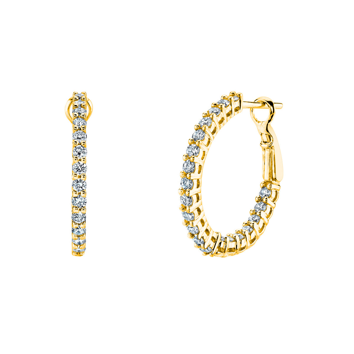 18K Yellow Gold Diamond Hoop Earrings - FH062B8Y