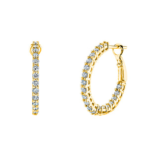 18K Yellow Gold Diamond Hoop Earrings - FH062B8Y thumbnail