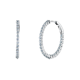 18K White Gold Diamond Hoop Earrings - FH279B8 thumbnail