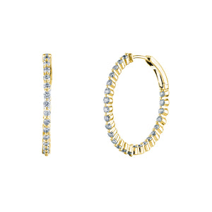 18K Yellow Gold Diamond Hoop Earrings - FH283B8Y