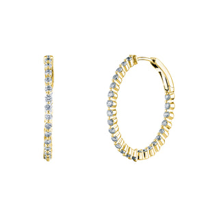 18K Yellow Gold Diamond Hoop Earrings - FH283B8Y thumbnail