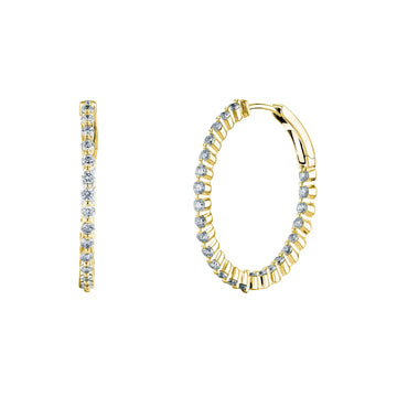 18K Yellow Gold Diamond Hoop Earrings - FH283B8Y