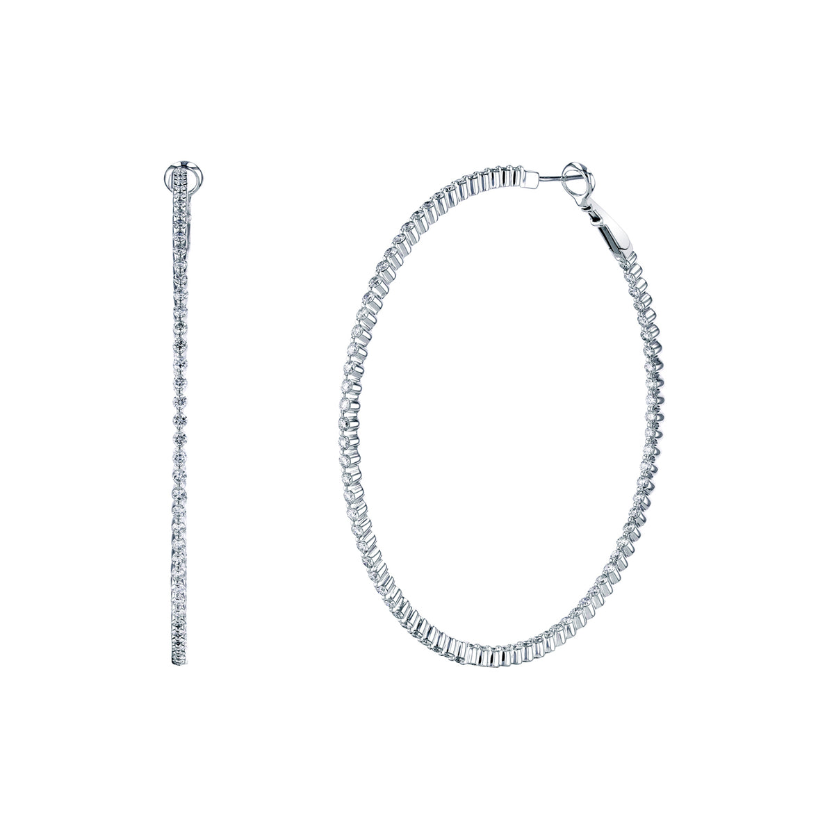 18K White Gold Diamond Hoop Earrings - FH287B8