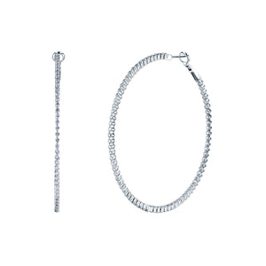 18K White Gold Diamond Hoop Earrings - FH287B8