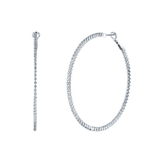 18K White Gold Diamond Hoop Earrings - FH287B8 thumbnail