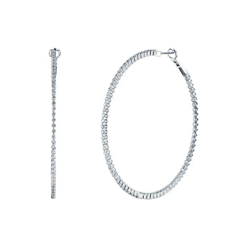 18K White Gold Diamond Hoop Earrings - FH287B8