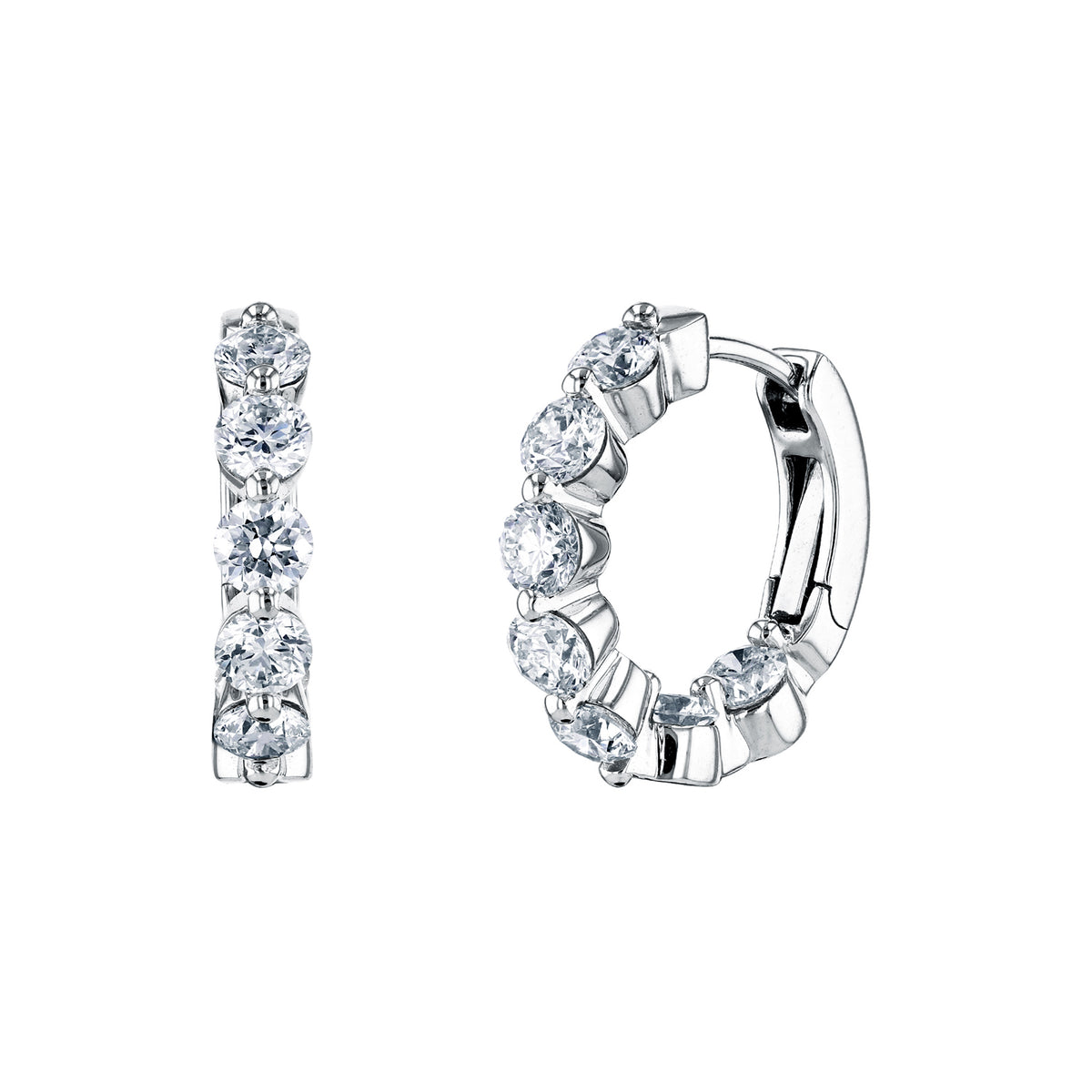 18K White Gold Diamond Hoop Earrings - FH289B8