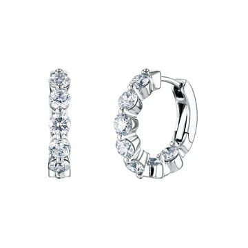 18K White Gold Diamond Hoop Earrings - FH289B8