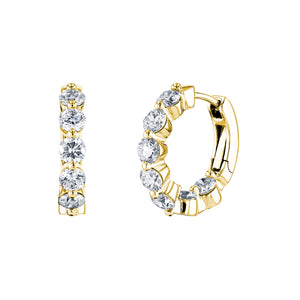 18K Yellow Gold Diamond Hoop Earrings - FH293B8Y
