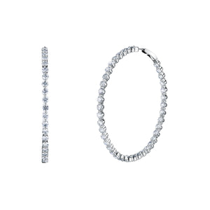 18K White Gold Diamond Hoop Earrings - FH301B8