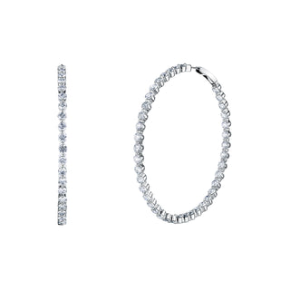 18K White Gold Diamond Hoop Earrings - FH301B8 thumbnail