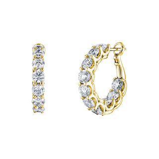 18K Yellow Gold 1" Round Diamond Wire Cup Hoops, 2.85ct G-H, SI1-SI2 thumbnail