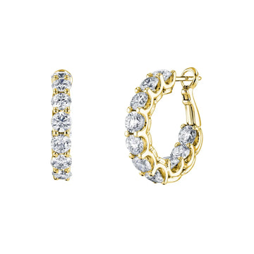 18K Yellow Gold 1" Round Diamond Wire Cup Hoops, 2.85ct G-H, SI1-SI2