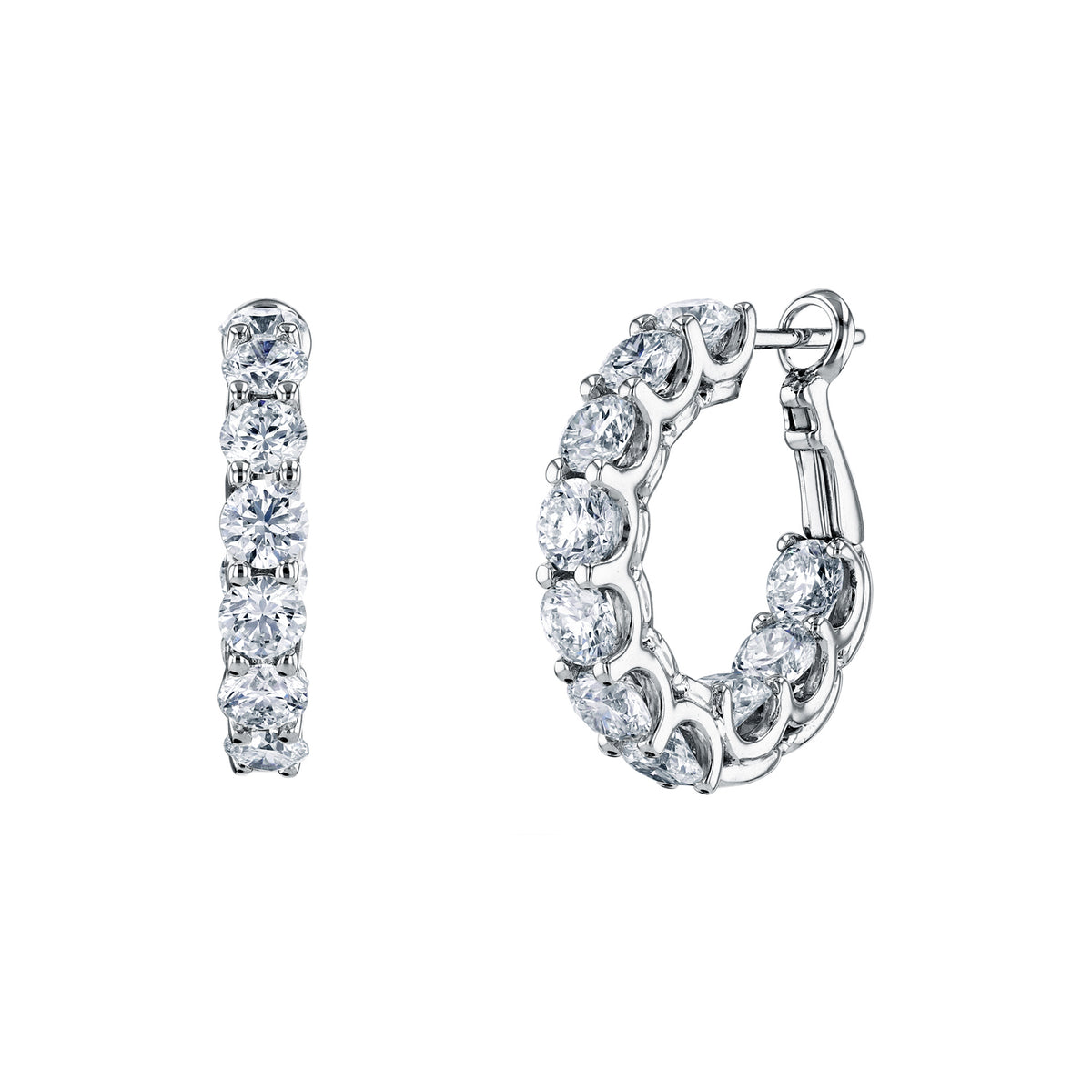 18K White Gold Diamond Hoop Earrings - FH311B8
