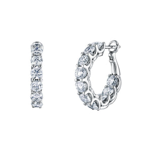 18K White Gold Diamond Hoop Earrings - FH311B8
