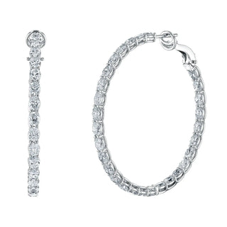 18K White Gold 1 1/2" North South Oval Diamond Hoops, 5.4ct G-H, VS thumbnail