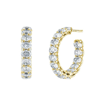 18K Yellow Gold 3/4" East West Oval Diamond Hoops, 3ct G-H, SI1-SI2