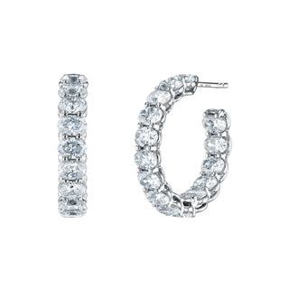 18K White Gold 1" East West Oval Diamond Hoops, 7.5ct G-H, VS thumbnail
