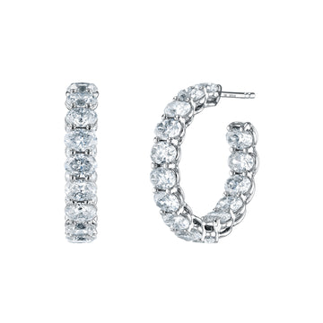 18K White Gold 1" East West Oval Diamond Hoops, 7.5ct G-H, VS