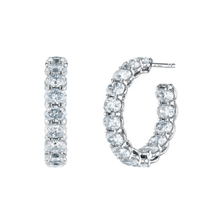 18K White Gold 3/4" East West Oval Diamond Hoops, 7.25ct G-H, VS thumbnail