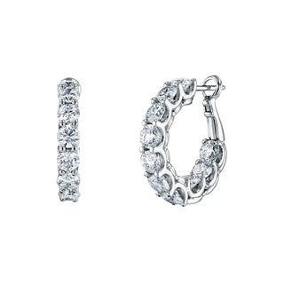 18K White Gold 3/4" Round Diamond Wire Cup Hoops, 7ct G-H, SI1-SI2 thumbnail