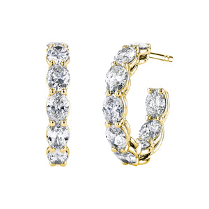 18K Yellow Gold Diamond Hoop Earrings - FH464B8Y
