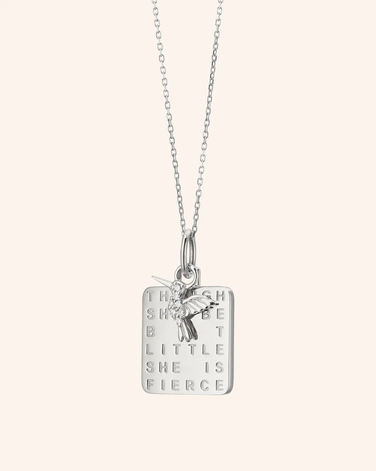 "She is Fierce" Sterling Silver Necklace with Sapphire