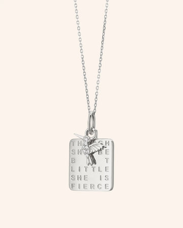 "She is Fierce" Sterling Silver Necklace with Sapphire