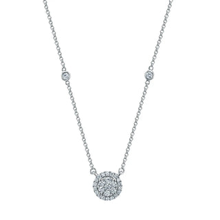 14K White Gold 16" Round Illusion-Set Diamond Halo Pendant, 0.35ct G-H, SI1-SI2 thumbnail