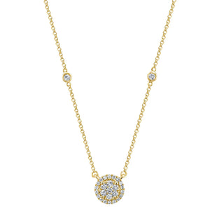 14K White Gold 16" Round Illusion-Set Diamond Halo Pendant, 0.35ct G-H, SI1-SI2 thumbnail