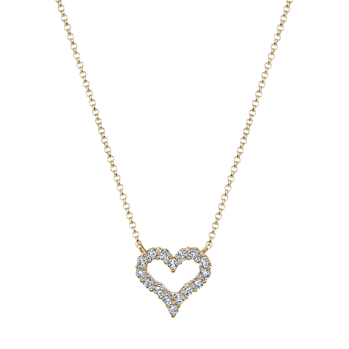 18K Yellow Gold Heart Necklace - FN2408