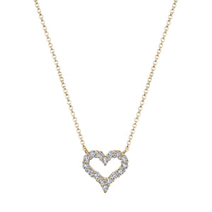 18K Yellow Gold Heart Necklace - FN2408