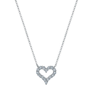 18K White Gold 16" Round Diamond Heart Pendant, 0.4ct G-H, SI1-SI2