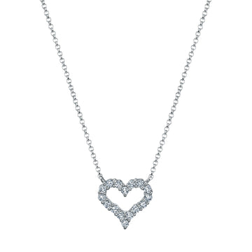 18K White Gold 16" Round Diamond Heart Pendant, 0.4ct G-H, SI1-SI2