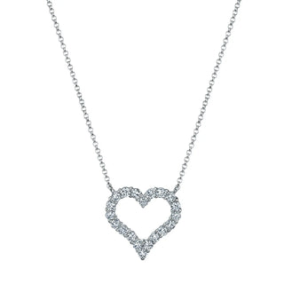 18K White Gold 16" Round Diamond Heart Pendant, 0.55ct G-H, SI1-SI2 thumbnail