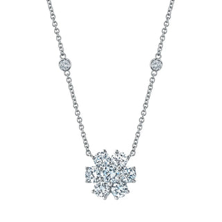 18K White Gold 16" Round Diamond Flower Pendant, 0.6ct G-H, SI1-SI2 thumbnail