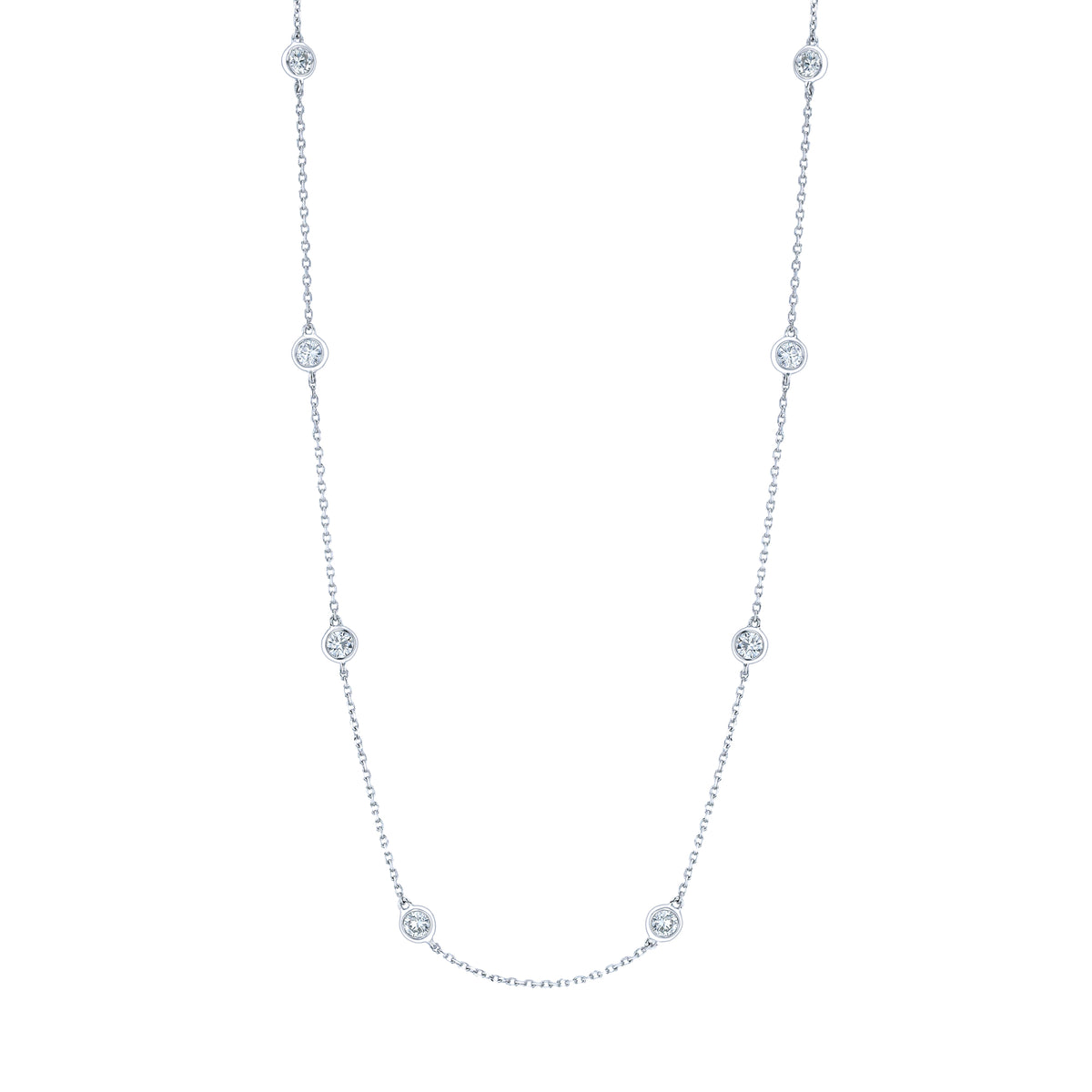 18K White Gold Diamond Stations Necklace - FN304B8